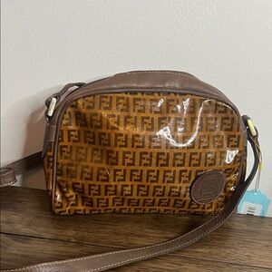Fendi Tan and Brown Monogram Shoulder Bag